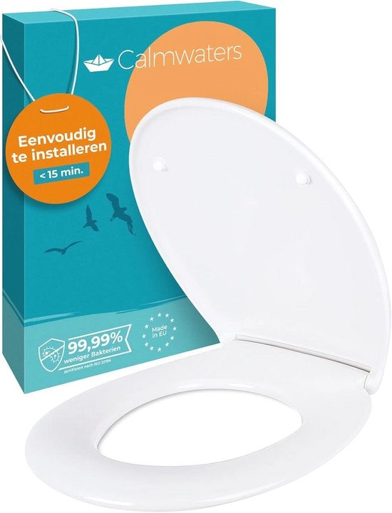 WC Bril Premium Antibatterico Softclose - Fatto in UE Fitting in Acciaio Inox - Coperchio Duroplast - Disegno Classico Ovale - Superficie di Sede - Contenuto HTML Non Richiesto