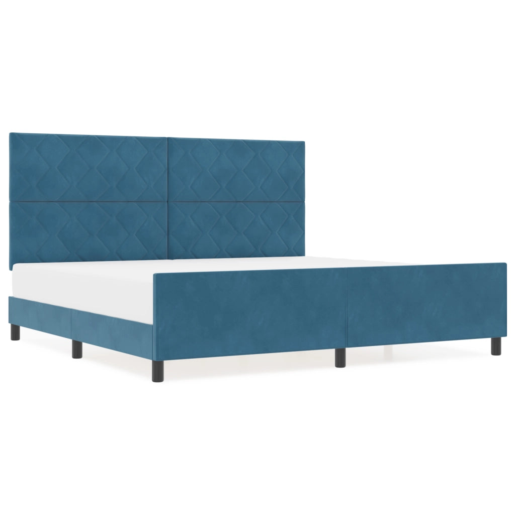 Letto Blu Scuro 200x200 cm in Velluto