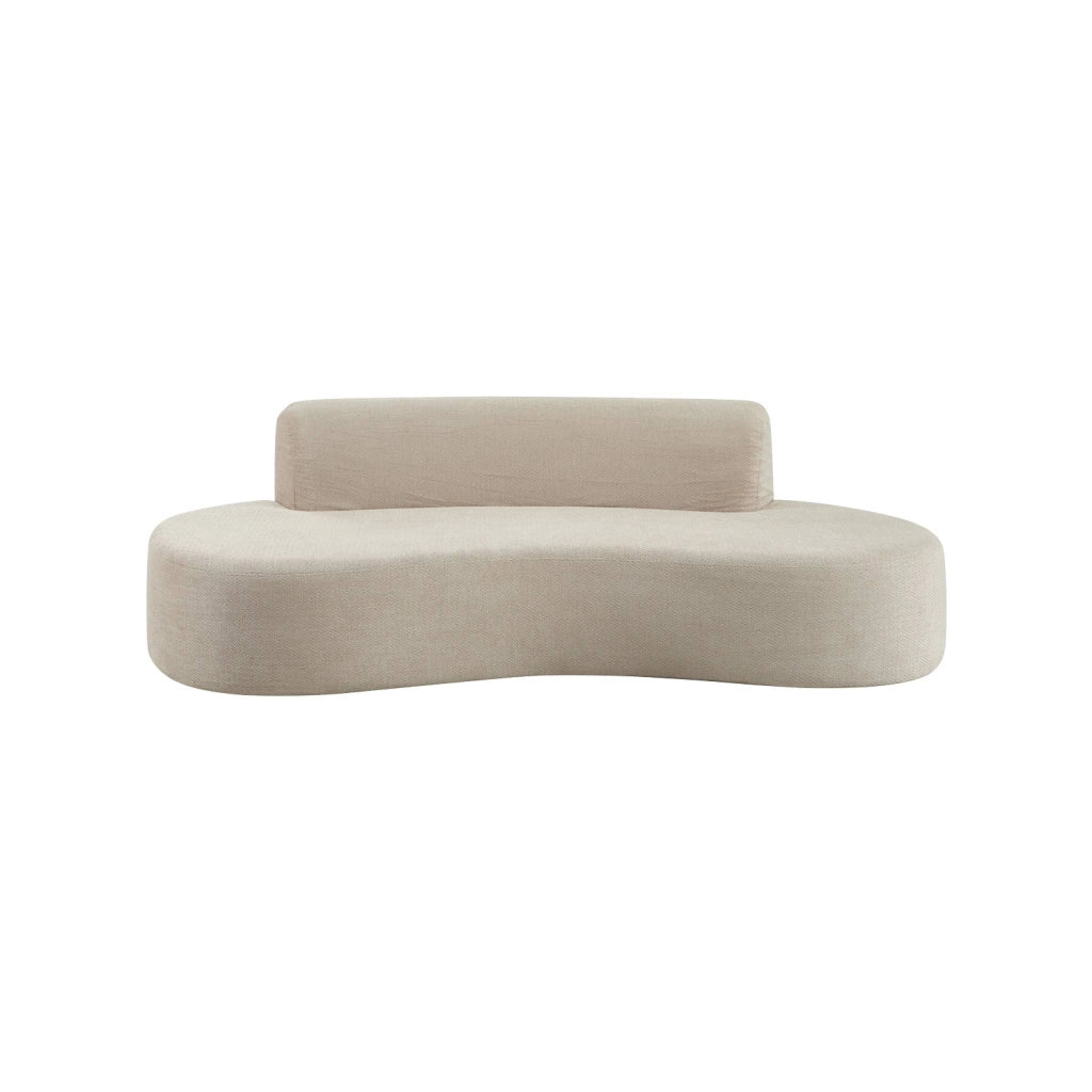 Divano a virgola in tessuto ciniglia, 3 posti, beige