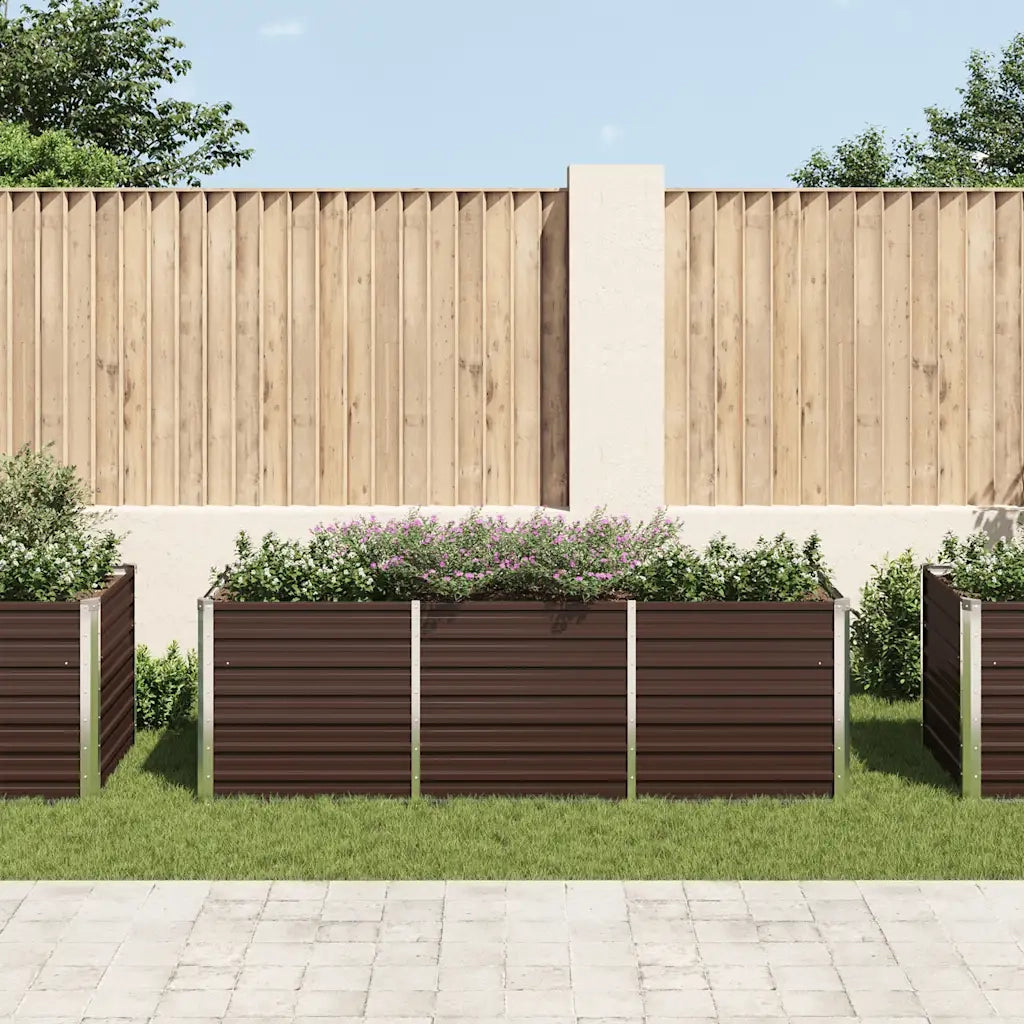 Fioriere | Cassetta per fiori | Letto Rialzato Giardino Marrone 240x80x77 cm in Acciaio Zincato