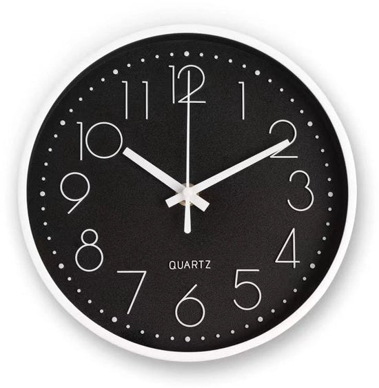 CIMOYBAI 20 cm/8 pollici moderna orologio da parete nera, silenzioso, senza suono ticchettante, adatto per ufficio, salotto, cucina, scuola, camera dei bambini