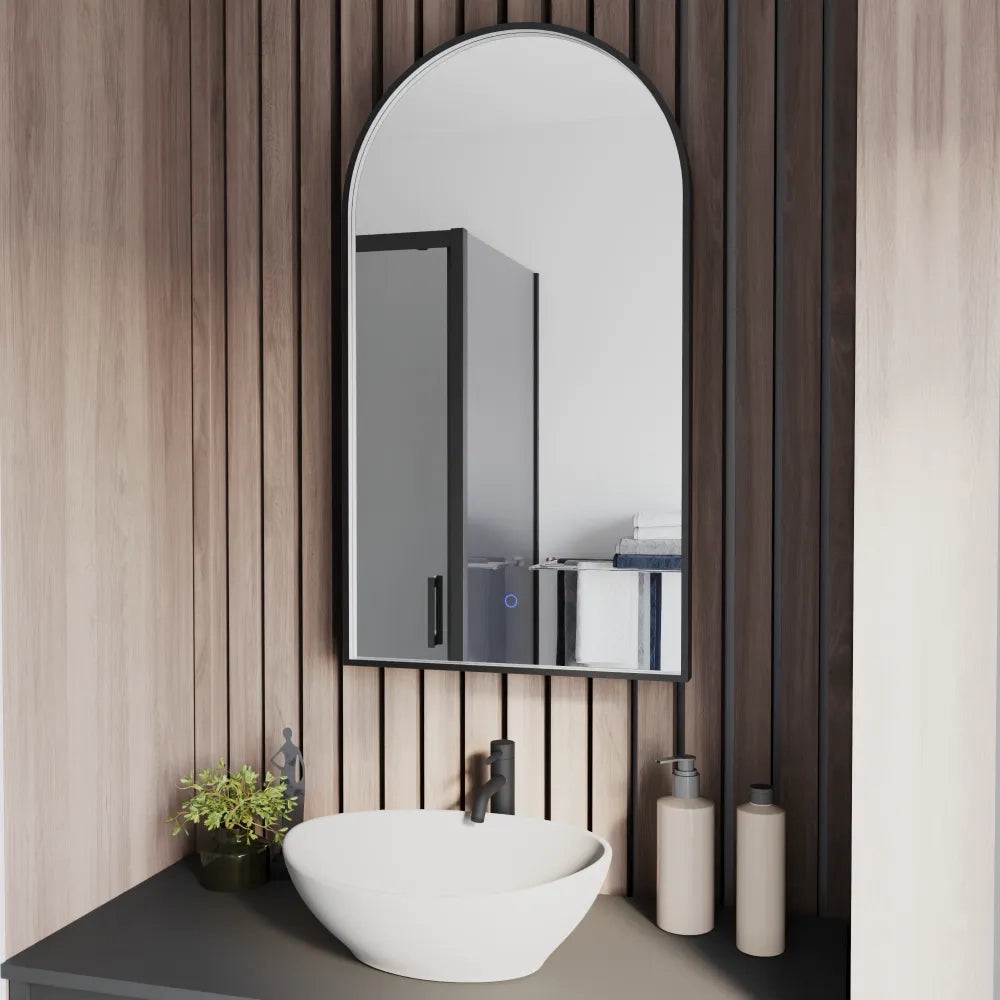 Specchio led retroilluminato 45x80cm con cornice nero opaco luce calda, neutra, fredda e anti-appannamento | Tarf