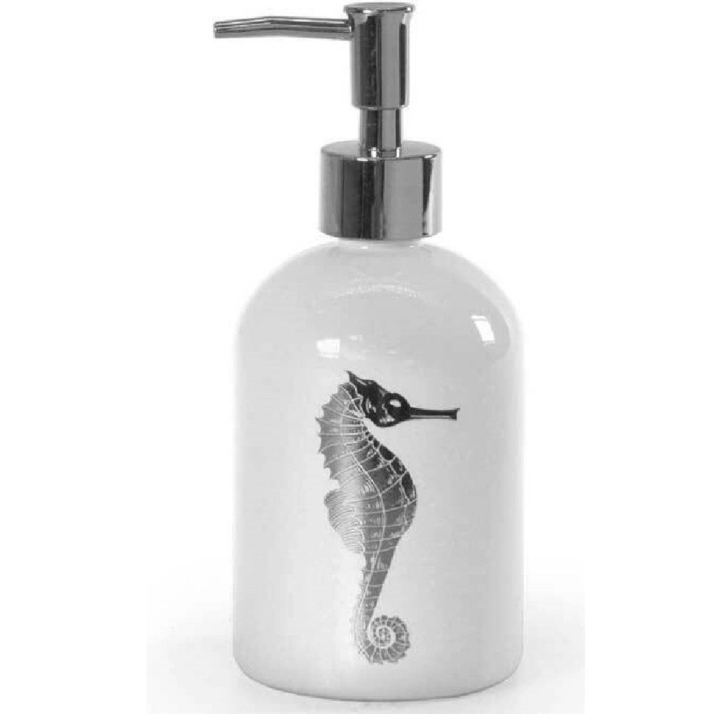 Trade Shop - Portasapone Liquido Dosatore Silver 450 Ml 8x18cm Vetro Decori Assortiti 775666 -