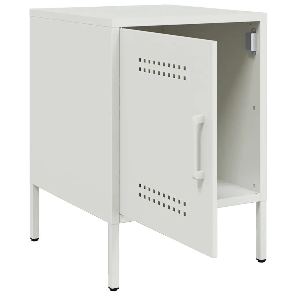 Set di 2 Comodini | Armadio da Notte | Mobiletto da notte Bianchi 36x39x50,5 cm in Acciaio