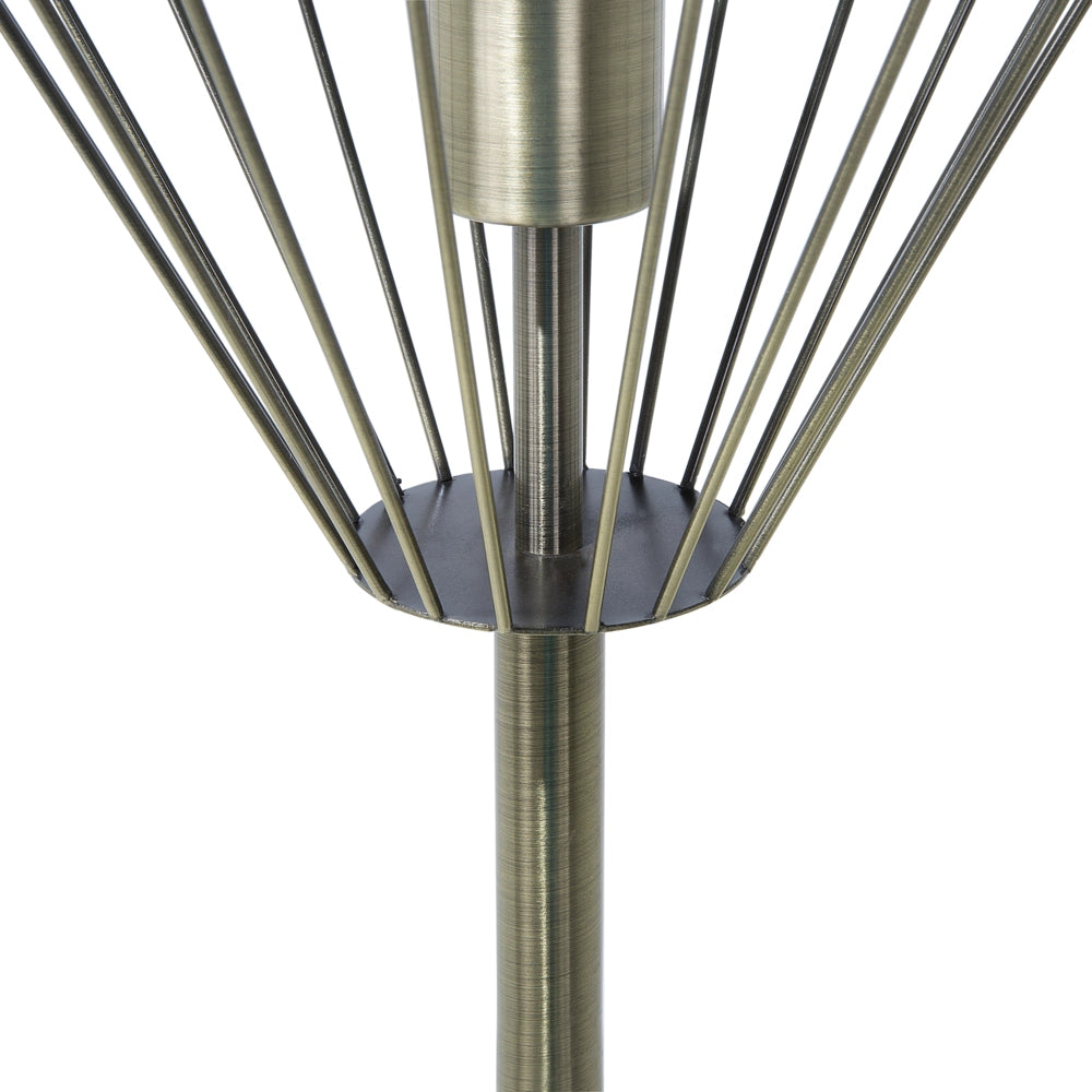 Lampada da Terra Ottone Metallo 160 cm Gabbia Geometrica Paralume Industriale Luce