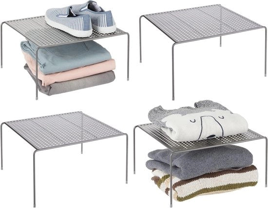 Organizzatore di Cassetto - Pannelli di Cassetto Pratici per Spazio di Archiviazione Extra - Appoggio per Oggetti in Metallo per Camera da Letto, Bagno, Cucina - Set da 4 - Grigio Grafite
