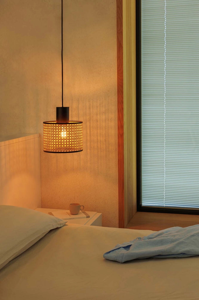 MAMBO 210 Lampada sospensione nera/ratan