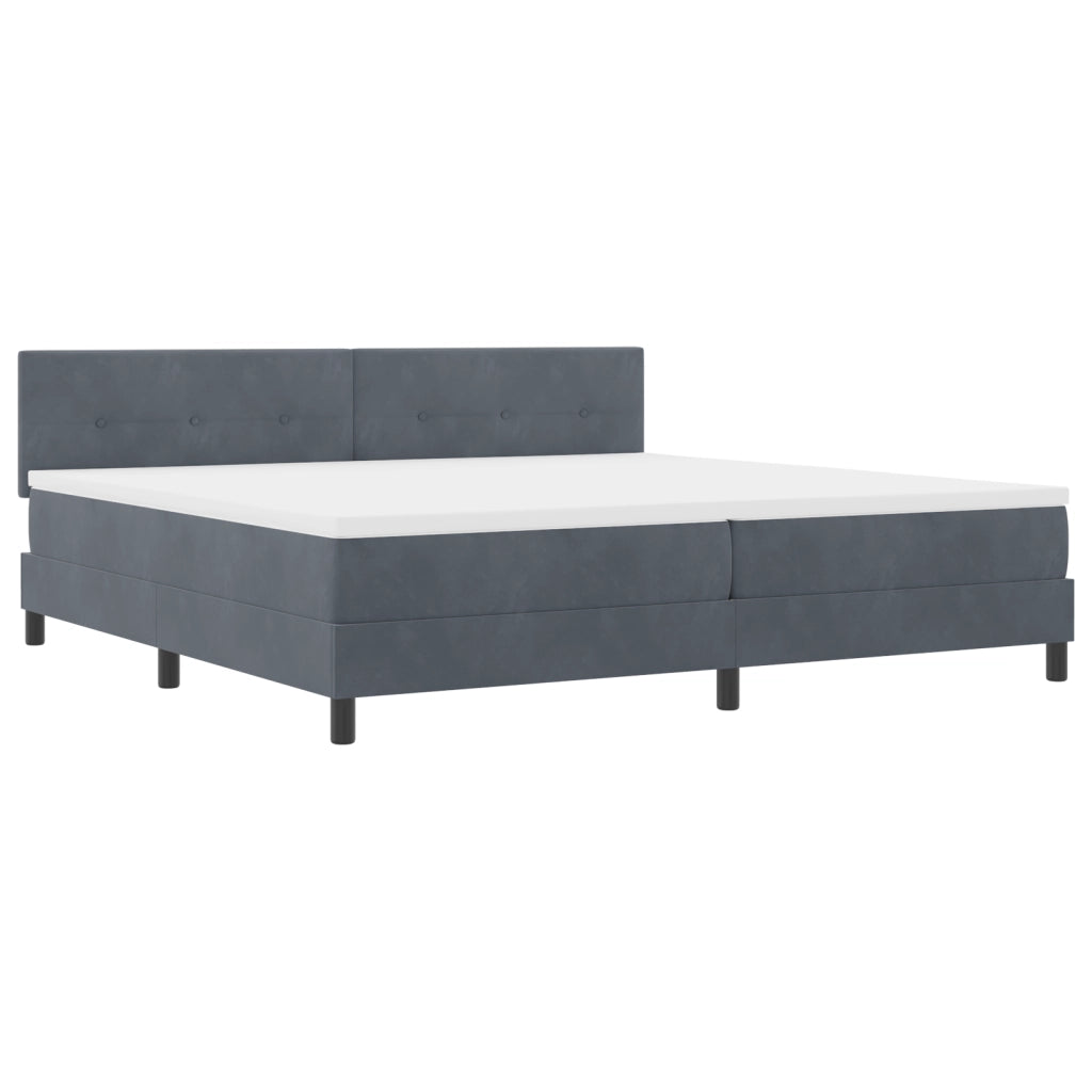 Letto Box Spring con Materasso e LED Grigio Scuro 200x200 cm Velluto