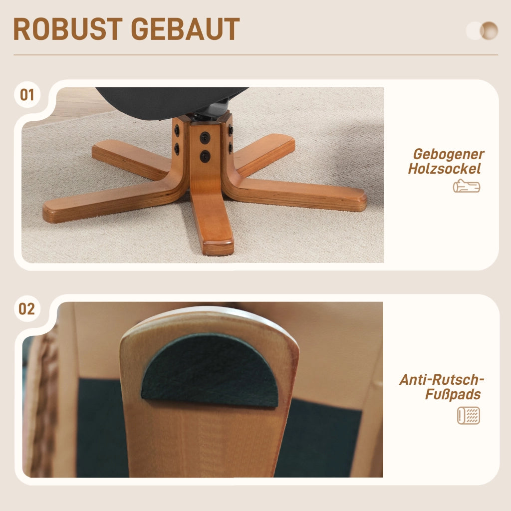 Poltrona relax reclinabile con poggiapiedi ¨C Xylo ¨C similpelle nera, portata 150 kg