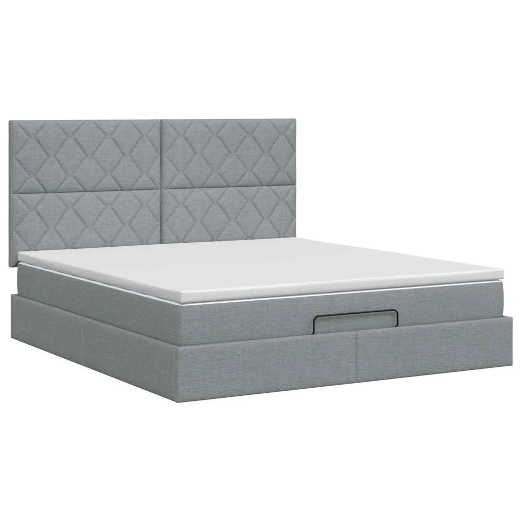 Letto ottomano con materasso Grigio Chiaro 160 x 200 cm Tessuto 3457584