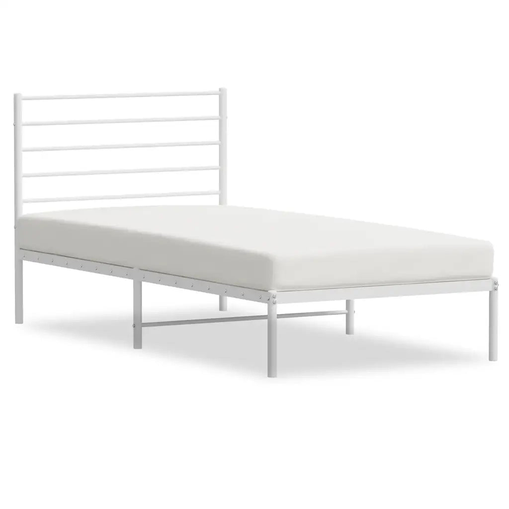 Giroletto con Testiera-Struttura Letto con testiera Metallo Bianco 100x200 cm 237827