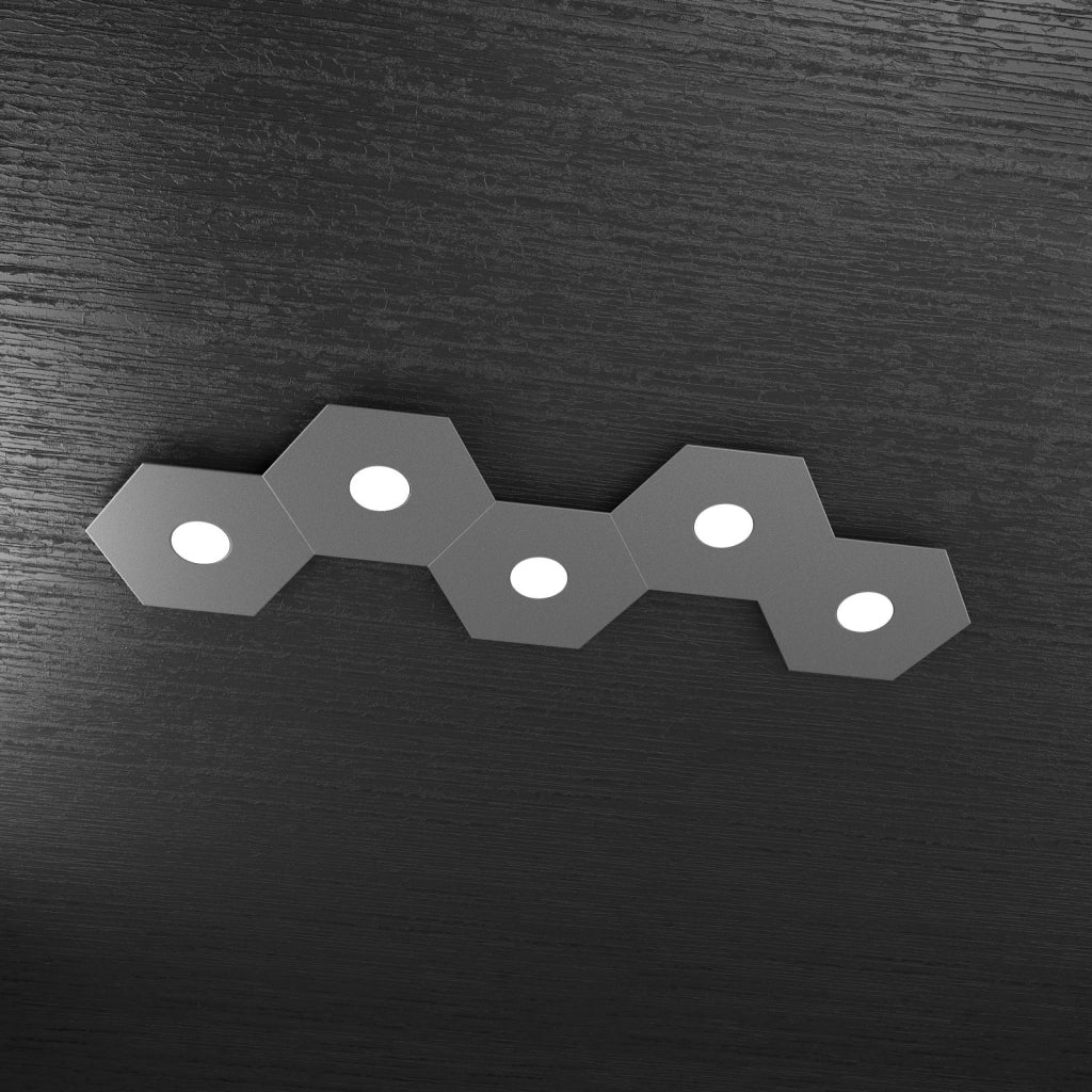HEXAGON APPLIQUE-PLAFONIERA 5 LUCI GRIGIO ANTRACITE 1142-5L-GA