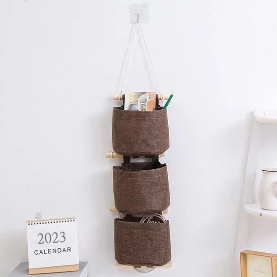 Tas da paraculo con 3 stadi di stoccaggio - acqua resistente - 3 strati di cotone lino - cappotto multifunzionale per muro - adatto per camera da letto e bagno