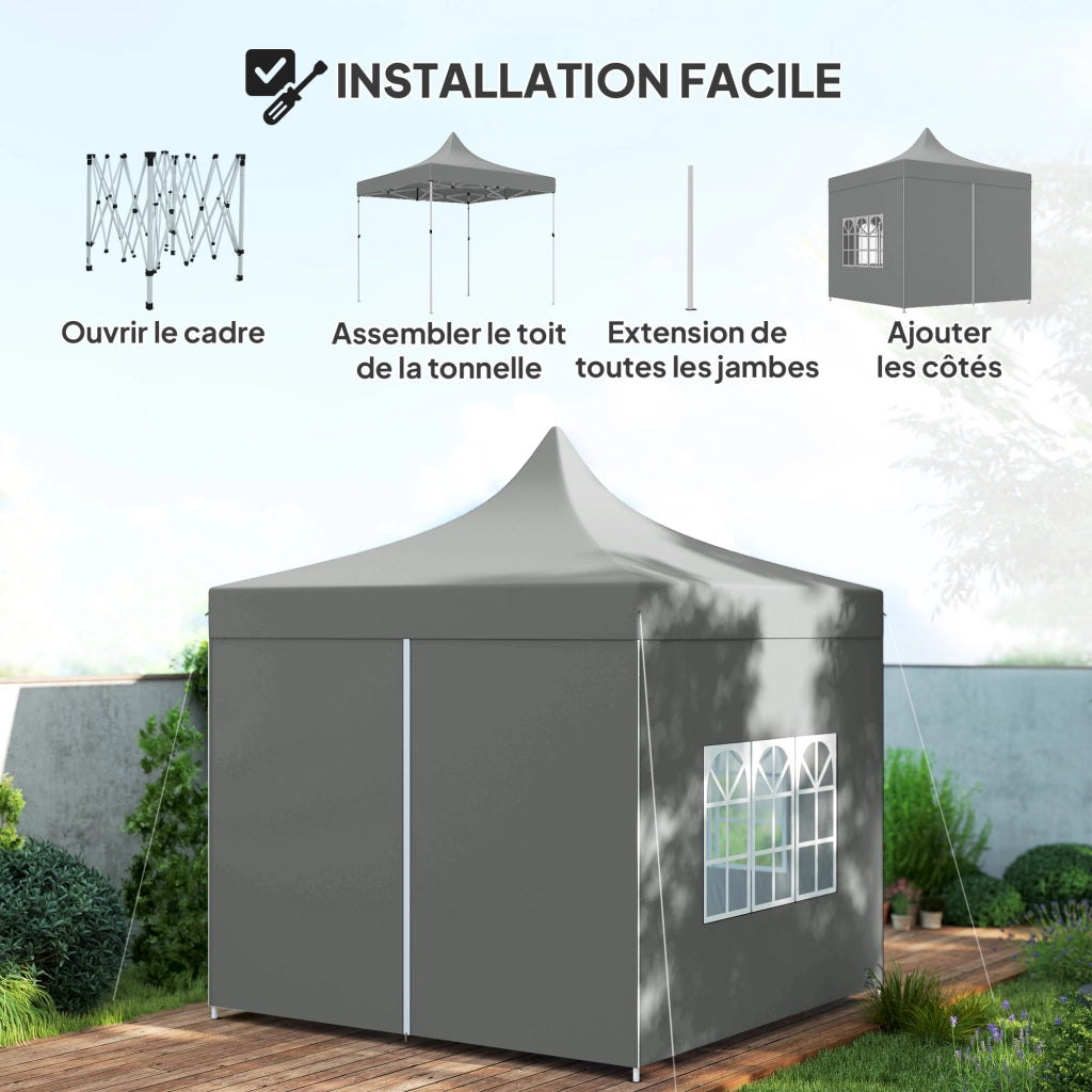 Tonnelle da giardino pieghevole ¨C Minimal ¨C grigio 300x300x210 cm