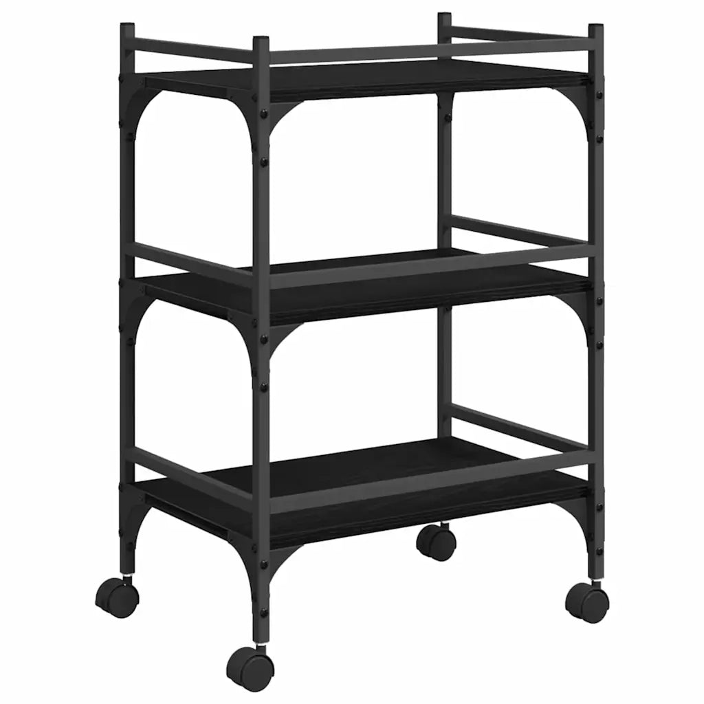 Carrello da Cucina-Scaffale per Cucina Rovere Nero 50 x 35 x 75.5 cm
