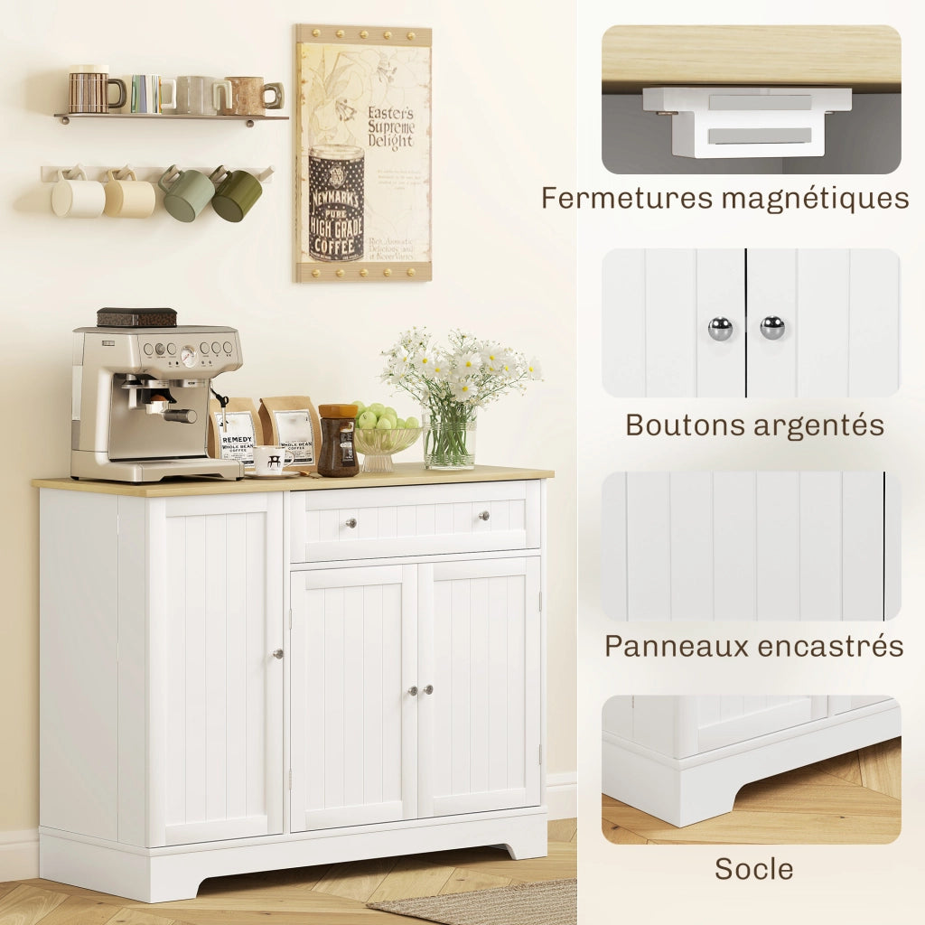 Armadio da cucina ¨C zephmum ¨C bianco, con 3 ante, cassetto, ripiani, 105x40x83 cm