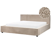 Letto matrimoniale in tessuto bouclé tortora 180 x 200 cm stile moderno
