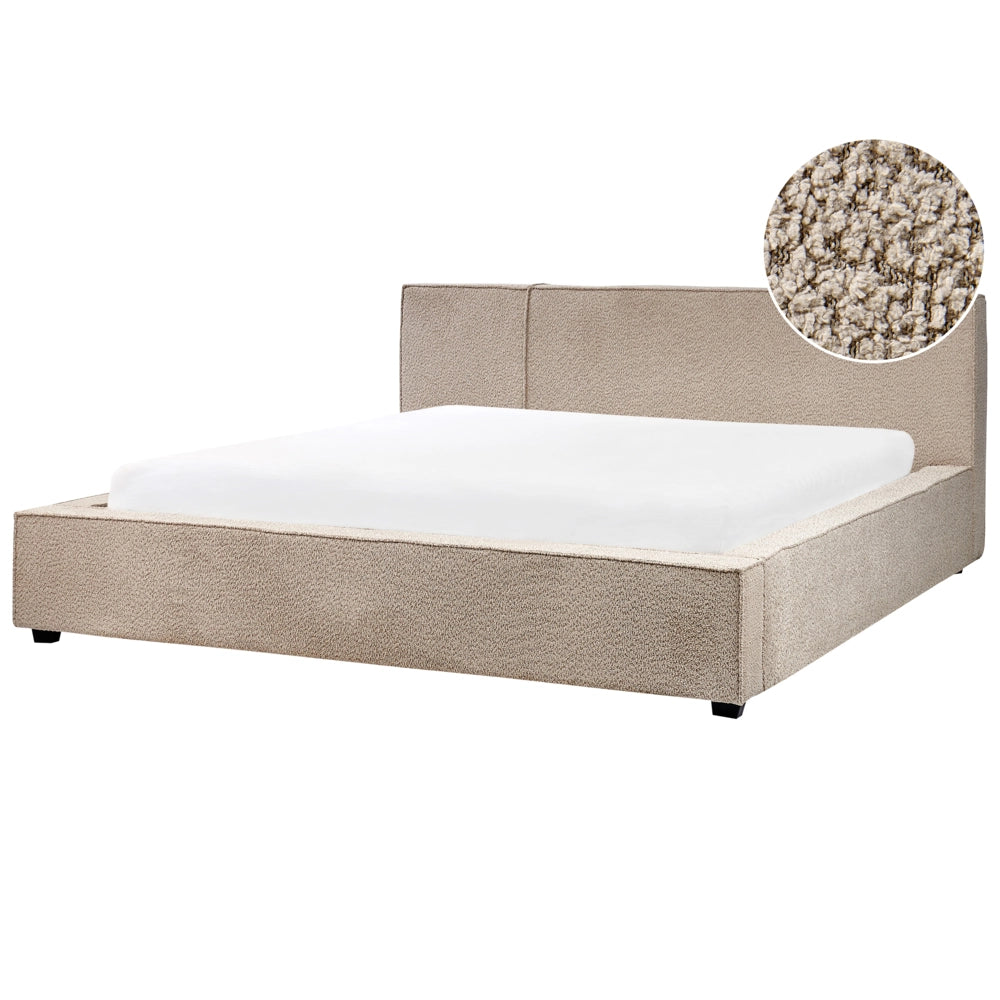 Letto matrimoniale in tessuto bouclé tortora 180 x 200 cm stile moderno