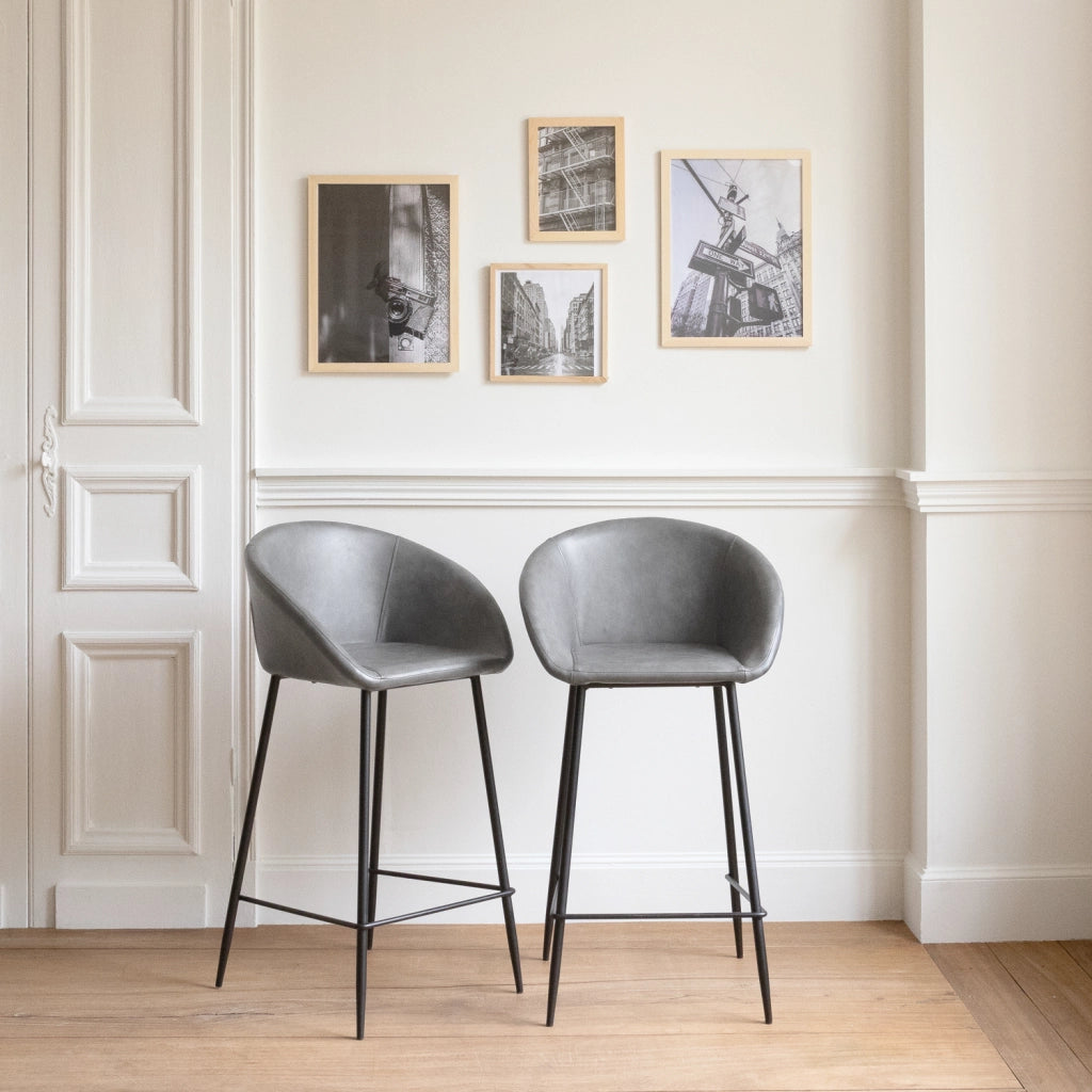 Set di 2 sgabelli da bar ACHILLE in similpelle grigio scuro