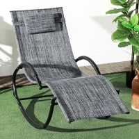 Sedia Sdraio a Dondolo Zero-Gravity da Esterno Impermeabile con Poggiatesta, 155x61x88 cm, Grigio