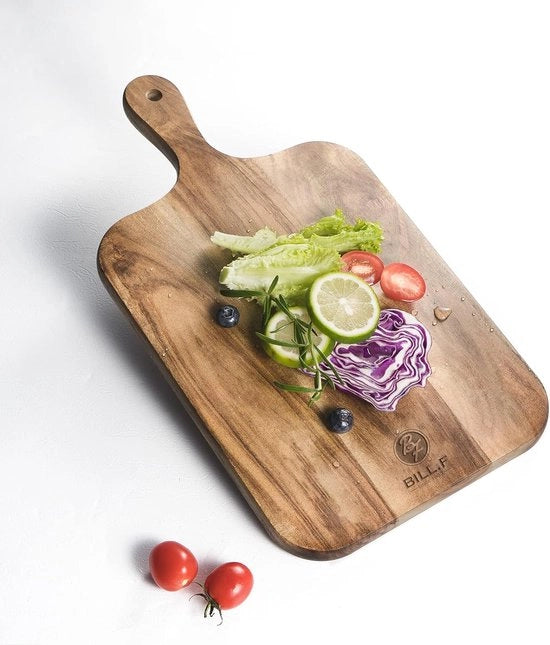 Piastra di taglio in legno con manico e uso multifunzionale - 41 x 22 x 1,8 cm