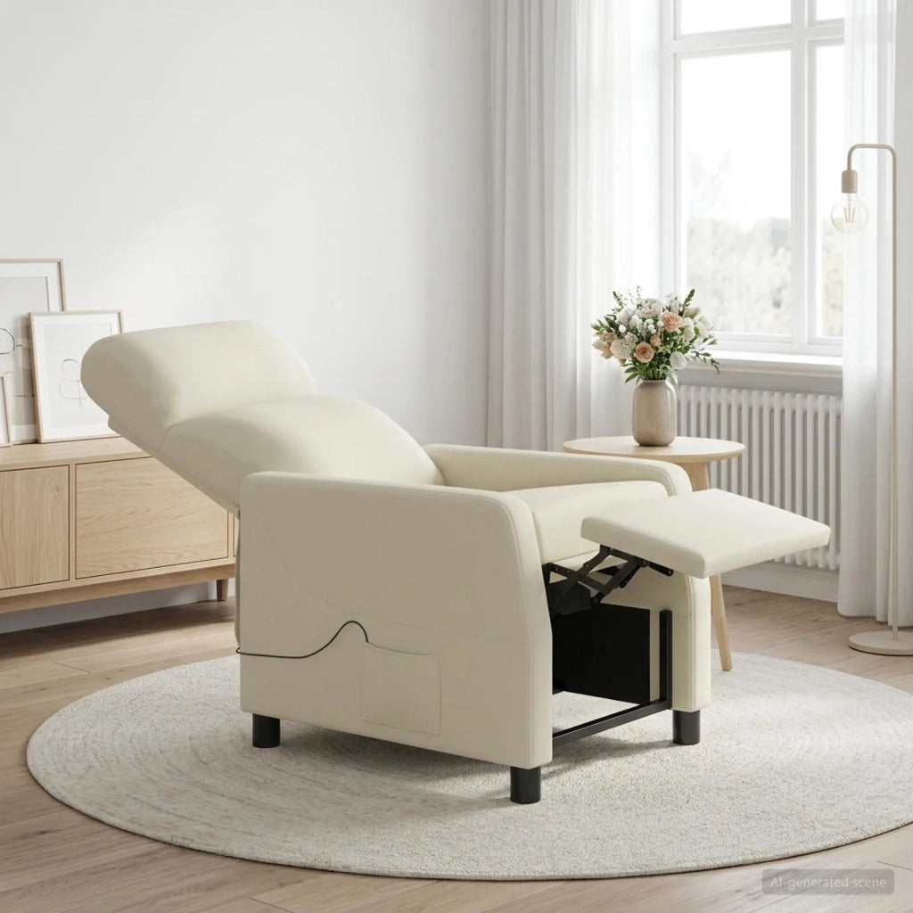 Divano Sedia-Poltrona Massaggiante Crema Similpelle 773346
