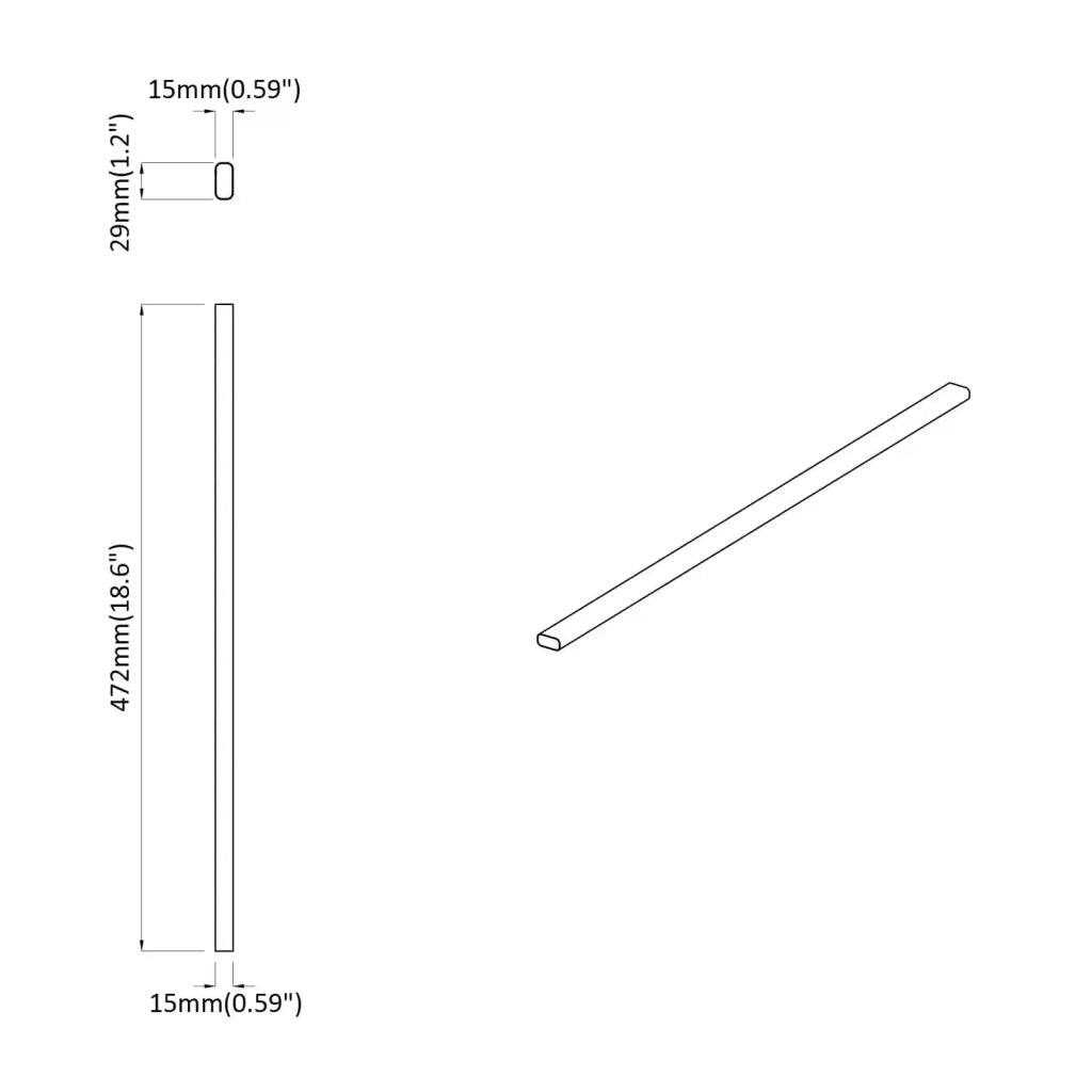 Asta per armadio 2 pz Argento 472 x 15 x 29 mm CFW1649359