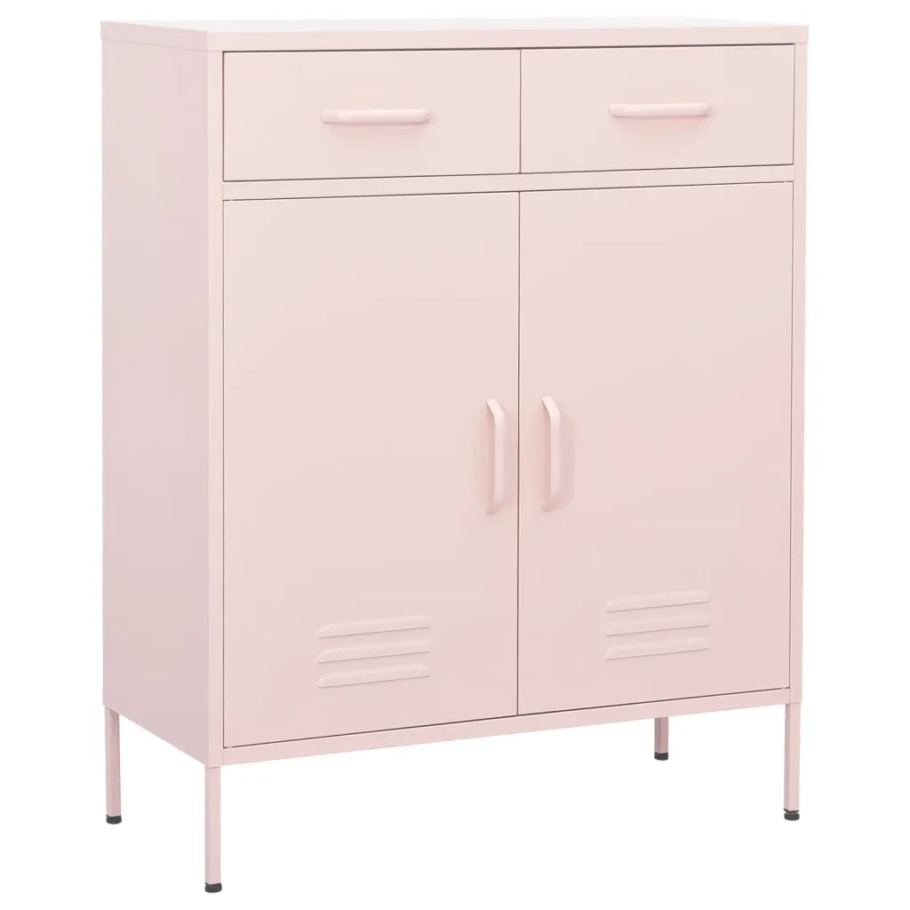 Mobile contenitore in acciaio 80 x 35 x 101,5 cm con 2 cassetti e ripiano regolabile stile contemporaneo rosa 02_0046848