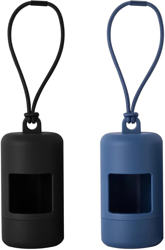 Dispensatore di sacchetti per escrementi di cane - cintura per cane handsfree - 2 pezzi - blu scuro e nero