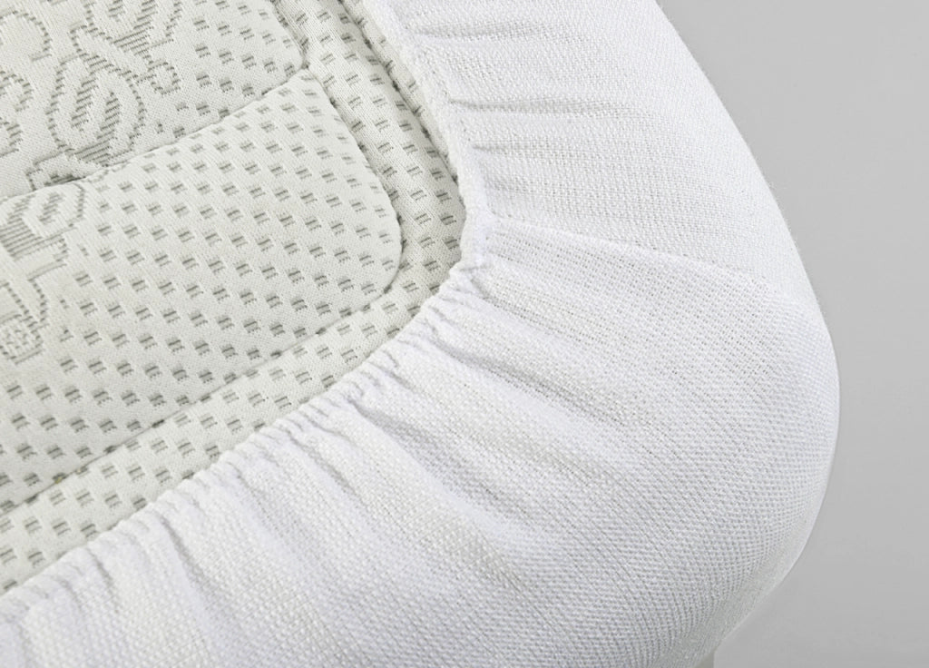 Traversa Coprimaterasso Per Letto 100% Cotone Jacquard Made In Italyi 450 gr/mq - Piazza E Mezza - Bianco