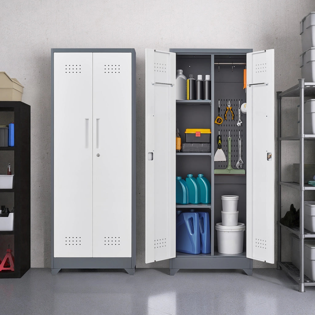 Armadio Portattrezzi Metallico con Ante, Ripiani e Appendiabiti ¨C MINIMAL ¨C Grigio