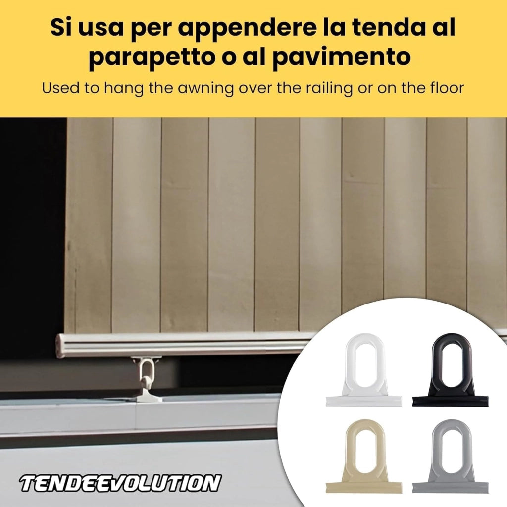 Gancio per Tenda da Sole in Plastica - Occhiello Per Tenda A Caduta in Pvc Mod. Retto Colore Nero