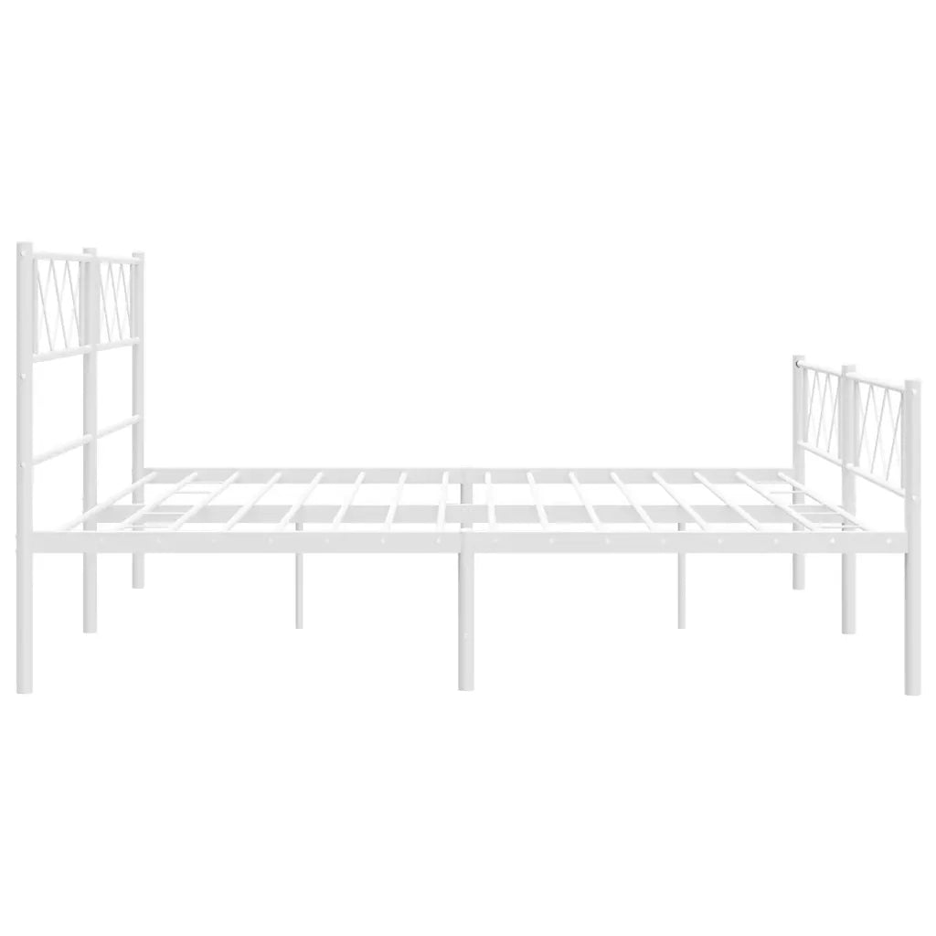 Giroletto con Testiera e Pediera Metallo Bianco 193x203 cm 372350