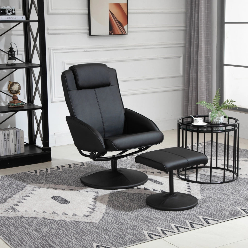 Poltrona Reclinabile Relax con Poggiapiedi e Rivestimento in Similpelle ¨C Zephmum ¨C Nero