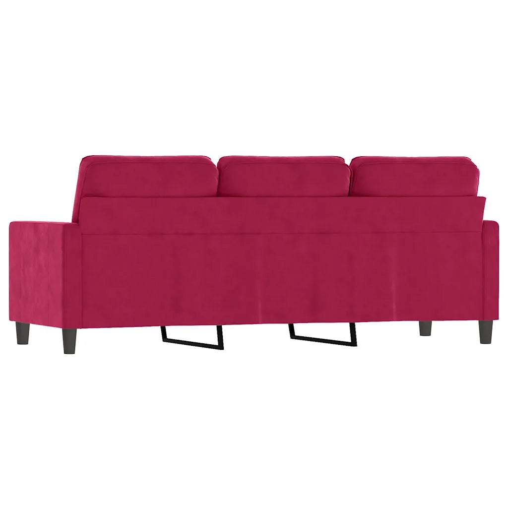 Divano a 3 Posti Rosso Vino 180 cm in Velluto 359213