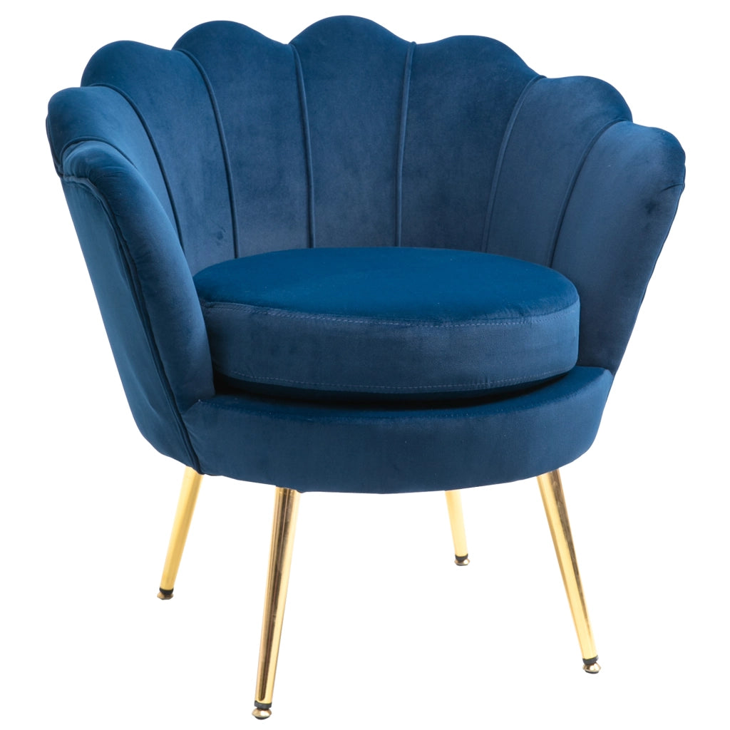 Poltrona in velluto con gambe in metallo dorato ¨C zephmum ¨C blu