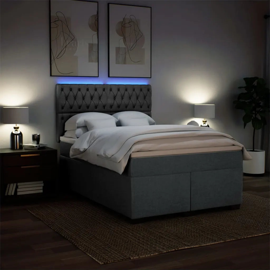 Giroletto a Molle con Materasso Grigio Scuro 140x190 cm Tessuto