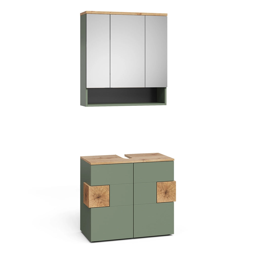 Vicco Set mobili bagno Verde/Artigianale 2 parti