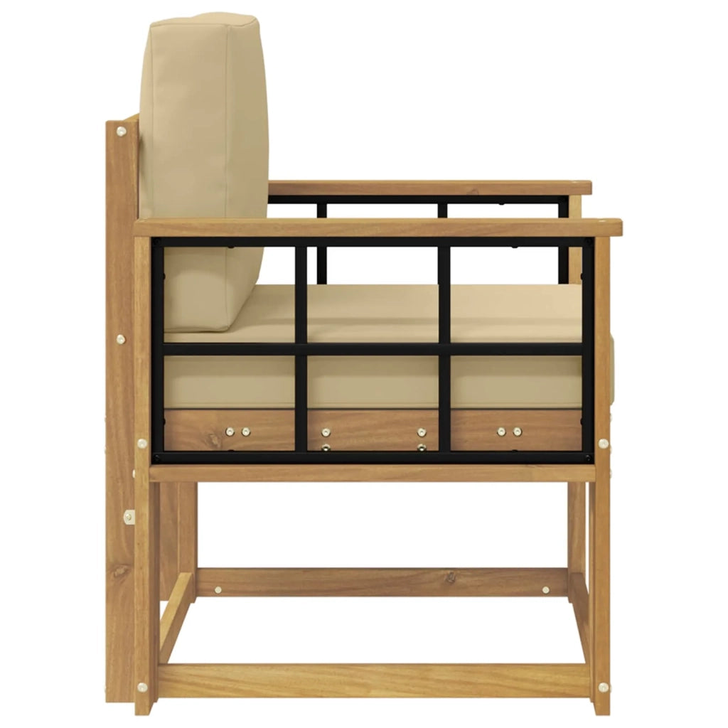 2 Pezzo Set di divani da esterno-Sofa da giardino Poliestere Bianco e Beige 873511