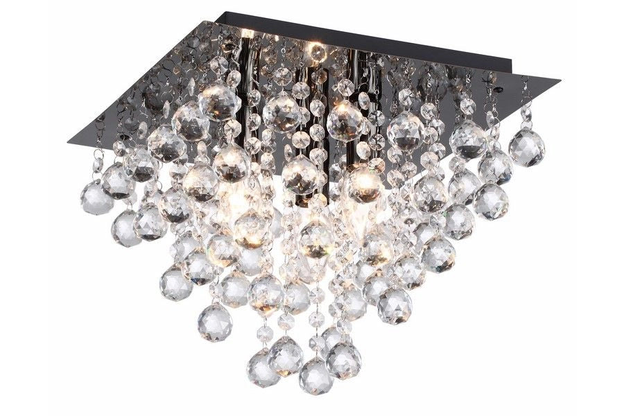 Plafoniera quadrata nera glamour cristalli 3xE14 32cm
