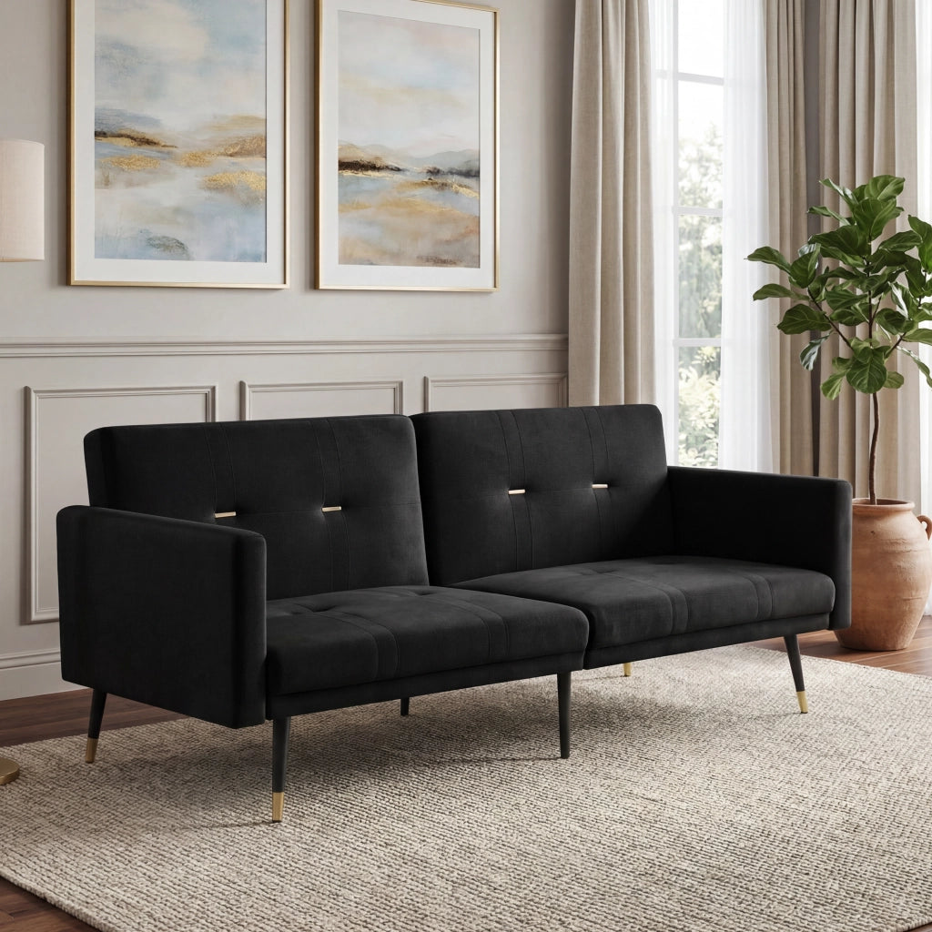 Divano Letto Pieghevole 2 in 1 ¨C MINIMAL ¨C Nero, Schienale Regolabile