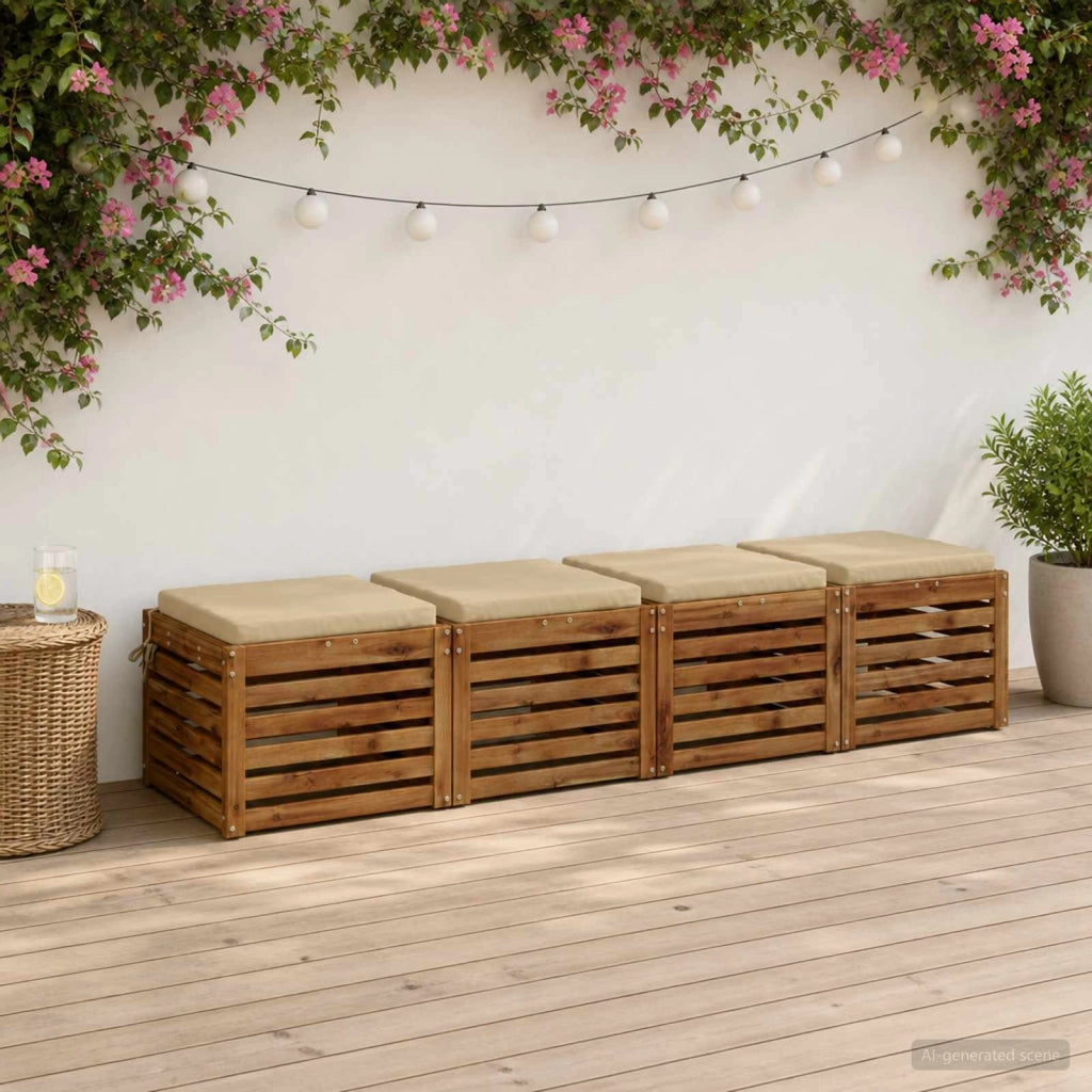 Cuscini per Sedia in 4 Pezzi SOEST 4 pz 100% Poliestere Beige 944366