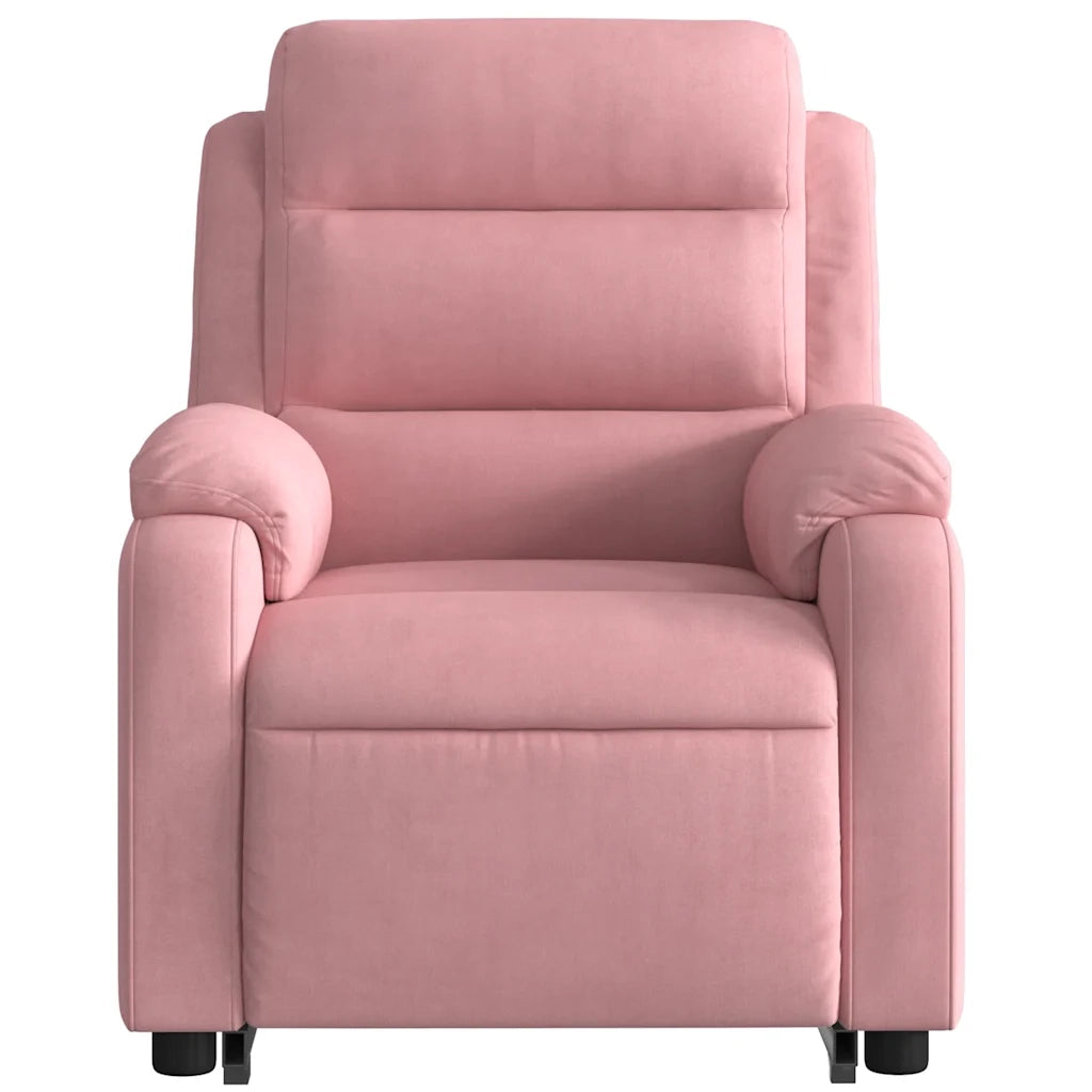 Poltrona Alzapersona Massaggi Elettrica Reclinante Rosa Velluto 3205129