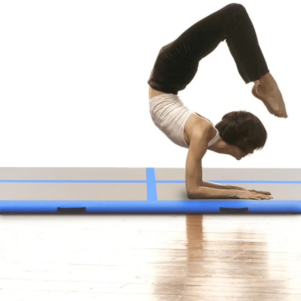 Tappetino Ginnastica Gonfiabile con Pompa 400x100x10 cm PVC Blu CFW2833763