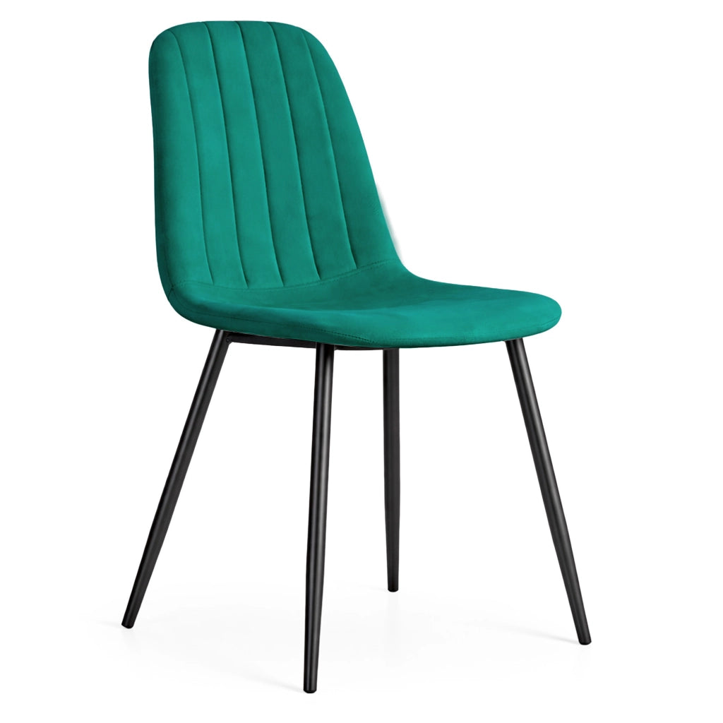 Sedia in velluto trapuntata LUMO Verde Bottiglia gambe nere