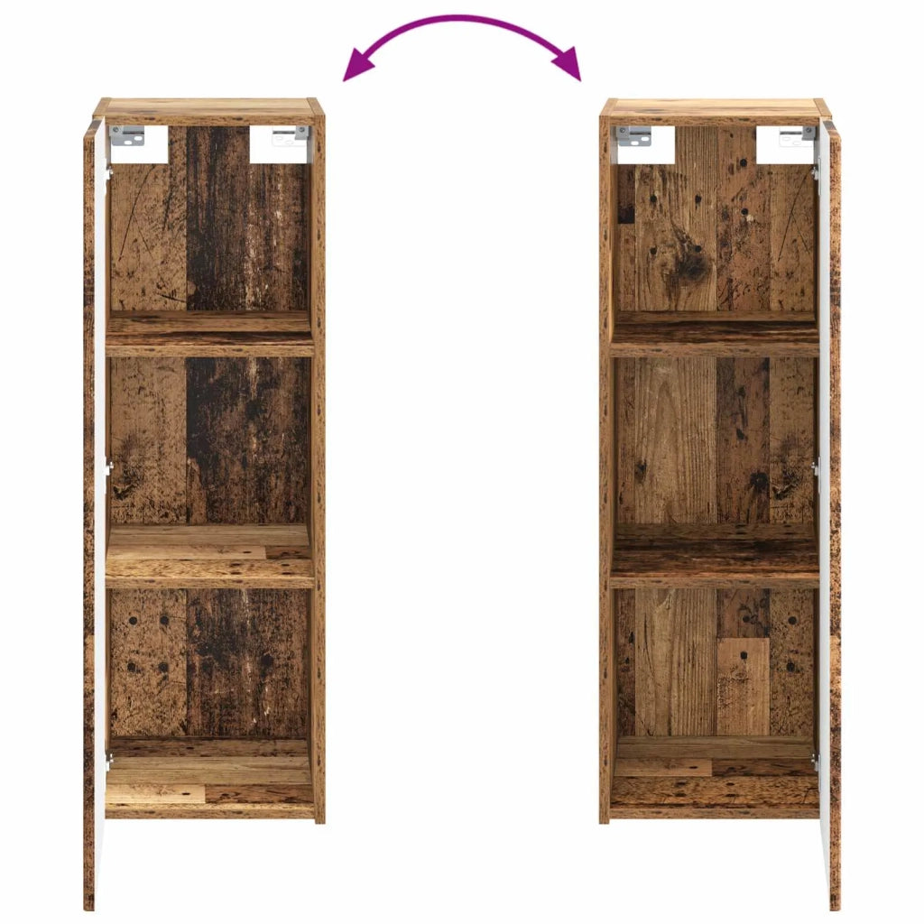 Mobiletto da Bagno a Muro Legno antico 33 x 34,5 x 100 cm 890530