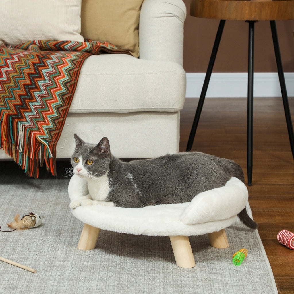 Letto per Animali Domestici Gatti Cani ¨C zephmum ¨C Plush Lavabile Crema Bianca 47x40x20cm