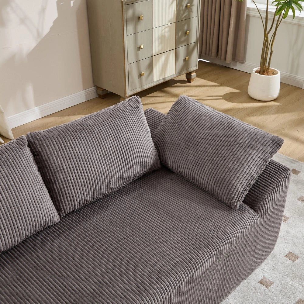 Divano imbottito mini ¨C Minimal ¨C velluto marrone grigio, con braccioli, senza montaggio
