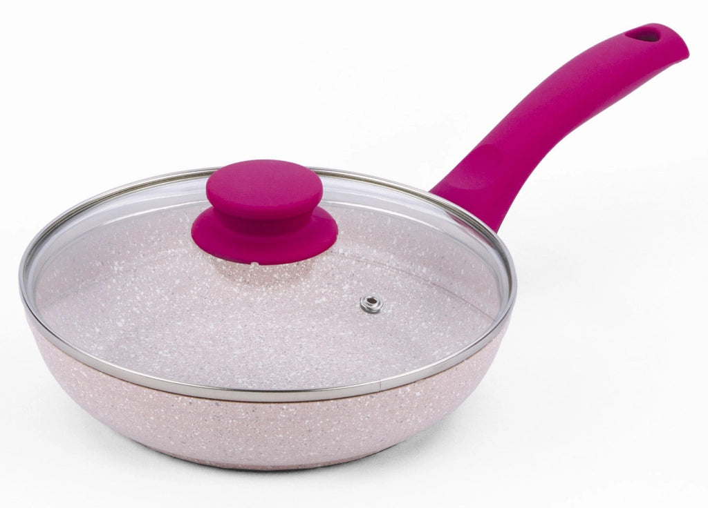 Padella in Alluminio Ø 20 cm Antiaderente Induzione con Coperchio Bisetti Stonerose