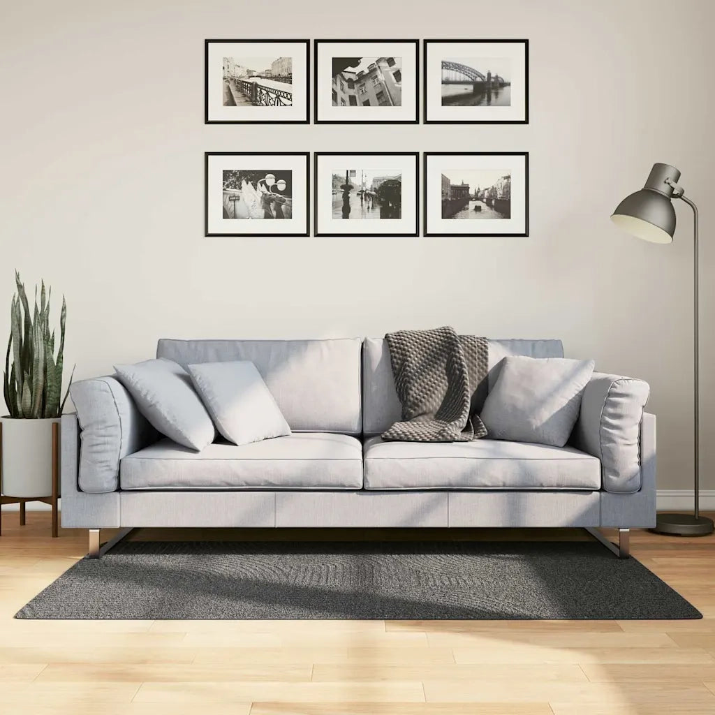 Tappeto del soggiorno | Tappeto IZA a Pelo Corto Aspetto Scandinavo antracite 80x150 cm